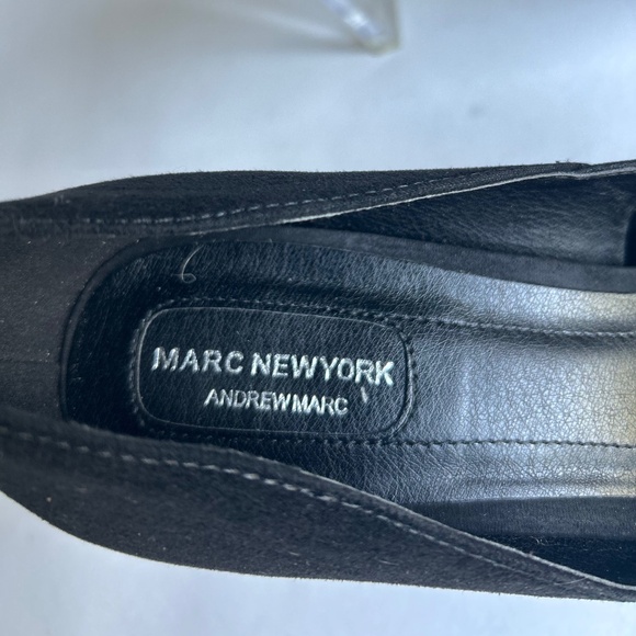 Andrew Marc Alexa Black Fabric Point Toe Plastic Heels size 10 - Picture 5 of 14